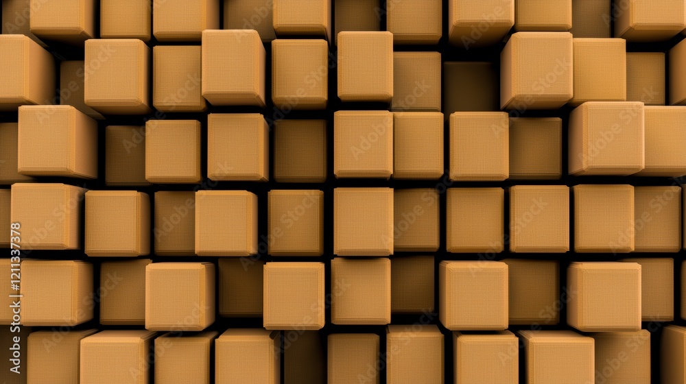Abstract 3D Render Golden Cubes Texture Background Abstract 3D Render Golden Cubes Texture Background