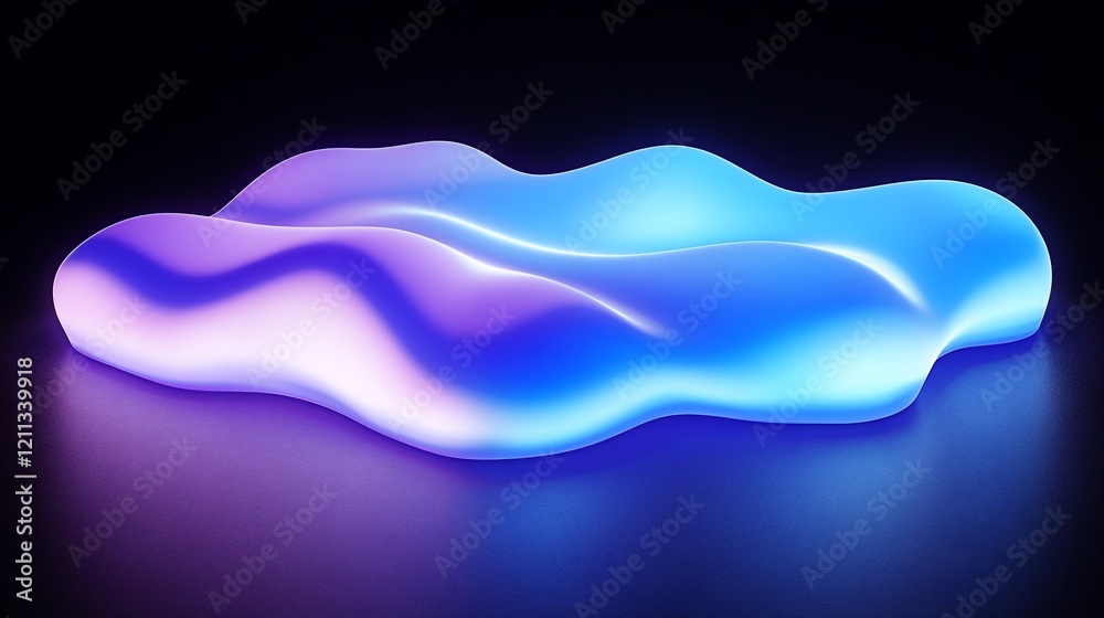 Abstract neon blue and purple wavy form on dark background. Abstract neon blue and purple wavy form on dark background.
