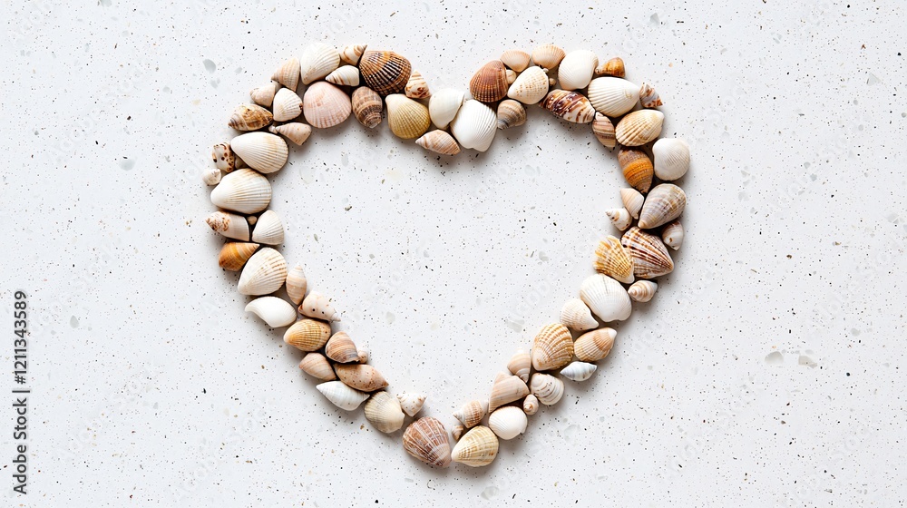 Heart Made of Shells on a White Background Heart Made of Shells on a White Background