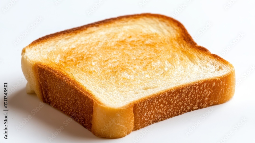 Lightly Toasted Slice of Plain White Bread on a White Background Lightly Toasted Slice of Plain White Bread on a White Background