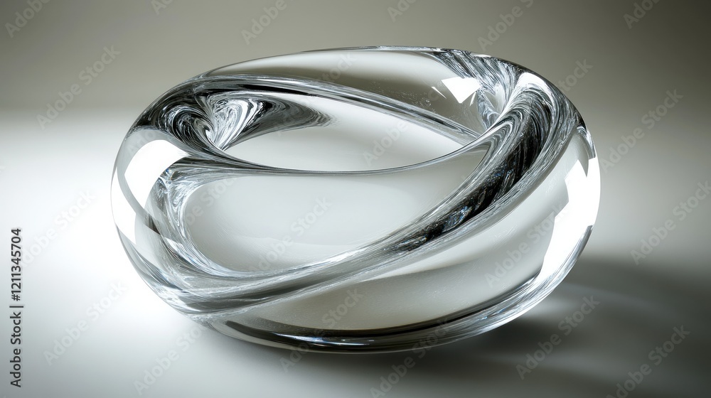 Glass bowl, studio, swirl design, light background, decor Glass bowl, studio, swirl design, light background, decor