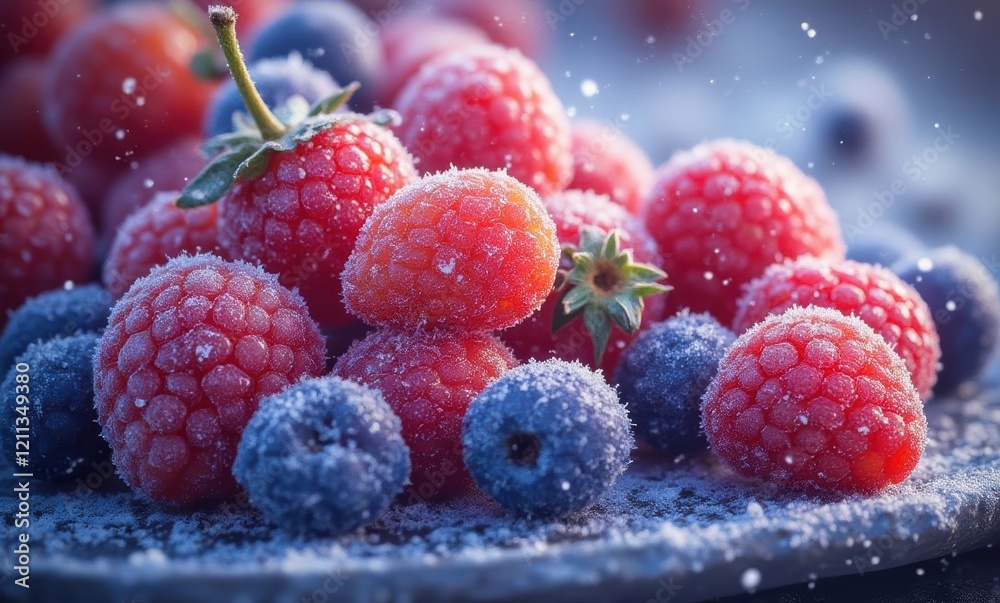 Frosted berries on a plate Frosted berries on a plate