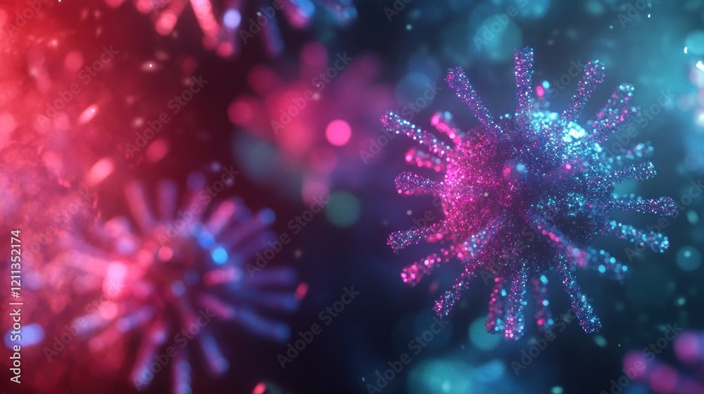 Microscopic Virus Particle: A Close-Up View of a Viral Structure Microscopic Virus Particle: A Close-Up View of a Viral Structure