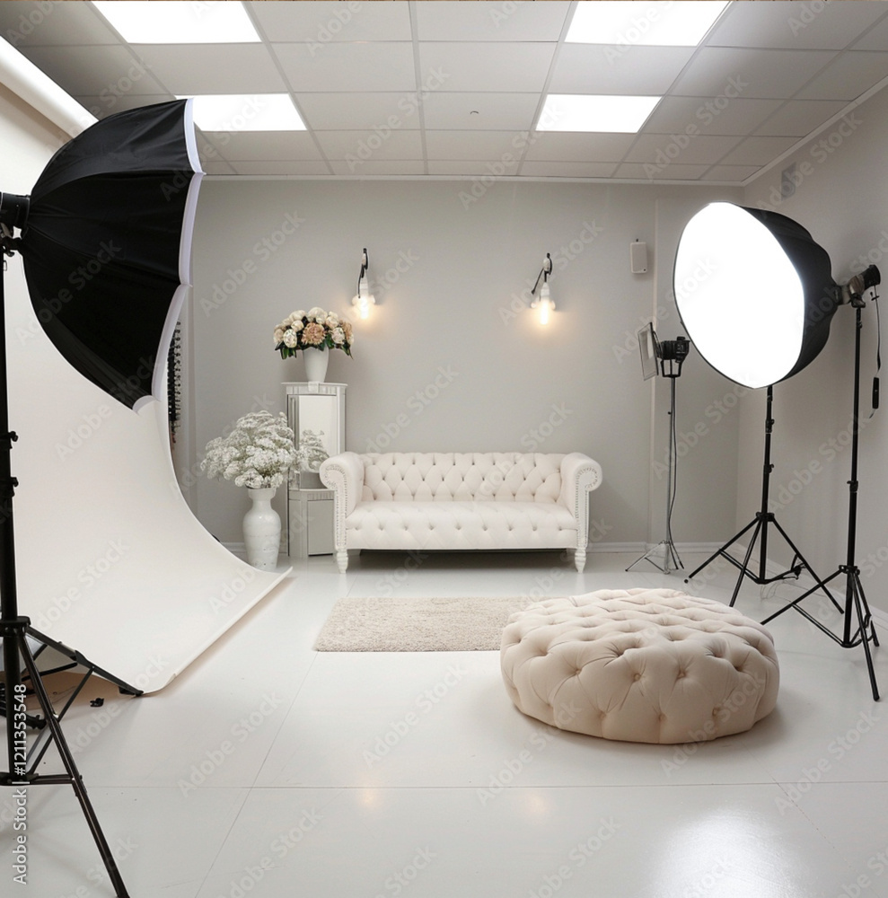 Φωτογραφία studio with an amazing entrance, plants and zen feeling, but cozy as well, beige