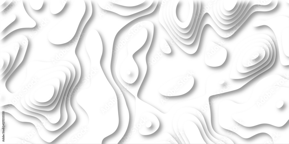 Abstract wavy line 3d paper cut white background with shadows. Abstract realistic papercut decoration textured with wavy layers. Topographic contour lines vector map seamless pattern vector. Abstract wavy line 3d paper cut white background with shadows. Abstract realistic papercut decoration textured with wavy layers. Topographic contour lines vector map seamless pattern vector.