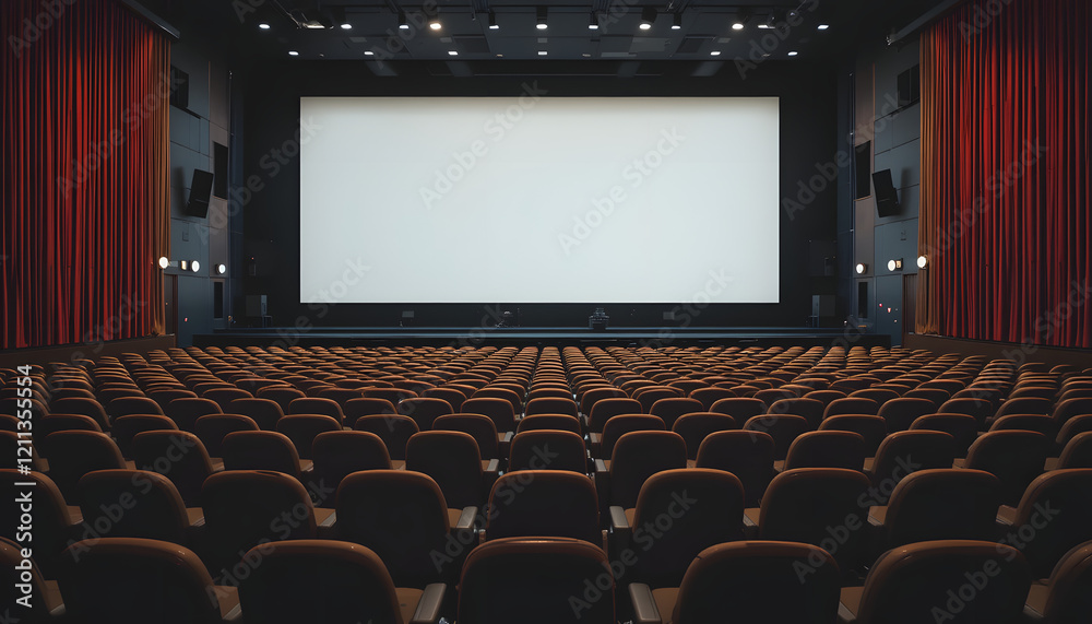 Fototapeta premium Empty movie theater with large blank screen.