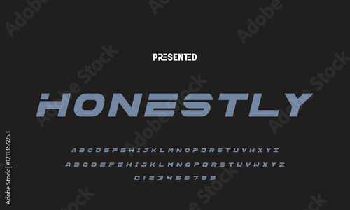 Digital modern alphabet font. Creative abstract urban, futuristic, fashion, sport, minimal technology typography.  Simple vector illustration with number