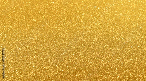 Golden glittery surface filled with sparkling light patterns, creating a dazzling texture. Shiny backdrop for luxury or festive concepts. Ai generative