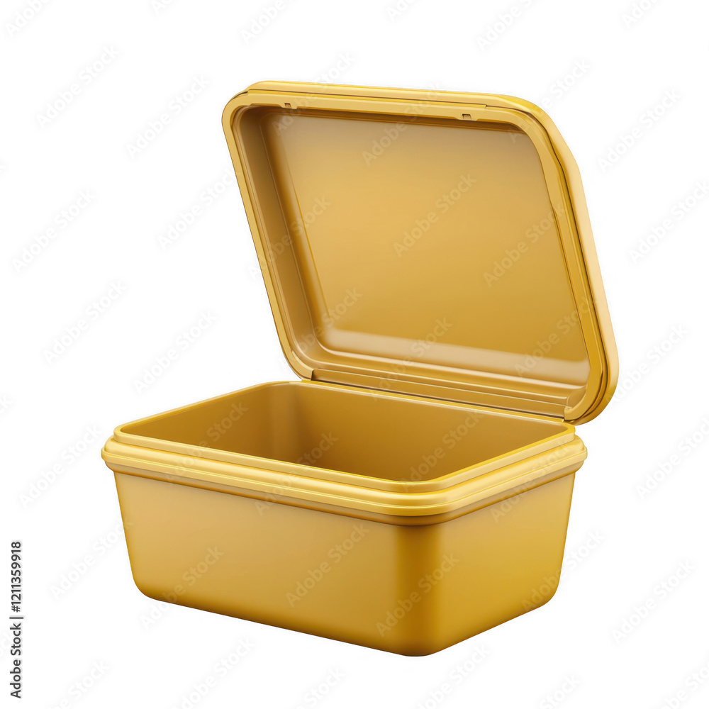 Mustard-Yellow Plastic Container with Ajar Lid Mustard-Yellow Plastic Container with Ajar Lid
