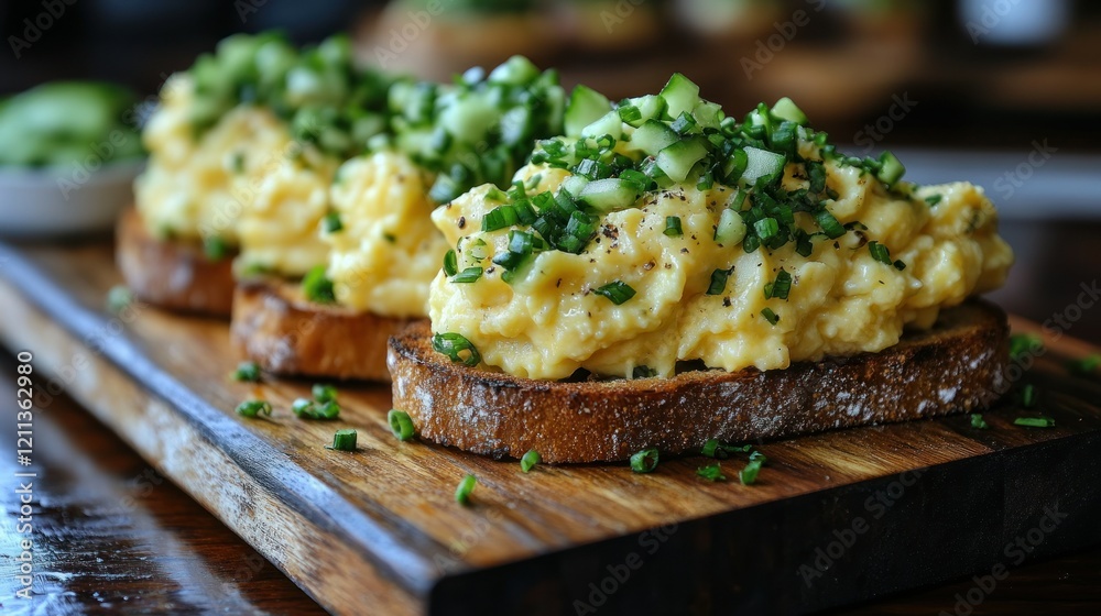 Scrumptious Scrambled Eggs on Toast with Cucumber and Chives Scrumptious Scrambled Eggs on Toast with Cucumber and Chives