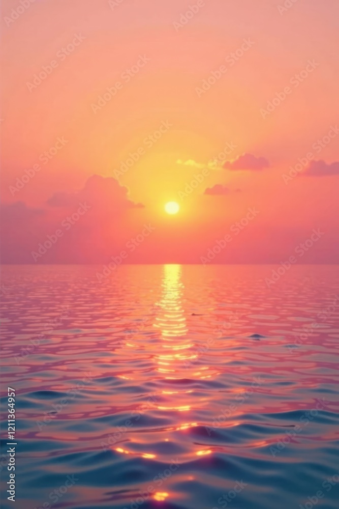 Obraz premium Serene Sunset Golden Hues Reflecting on Calm Ocean Waters at Day's End
