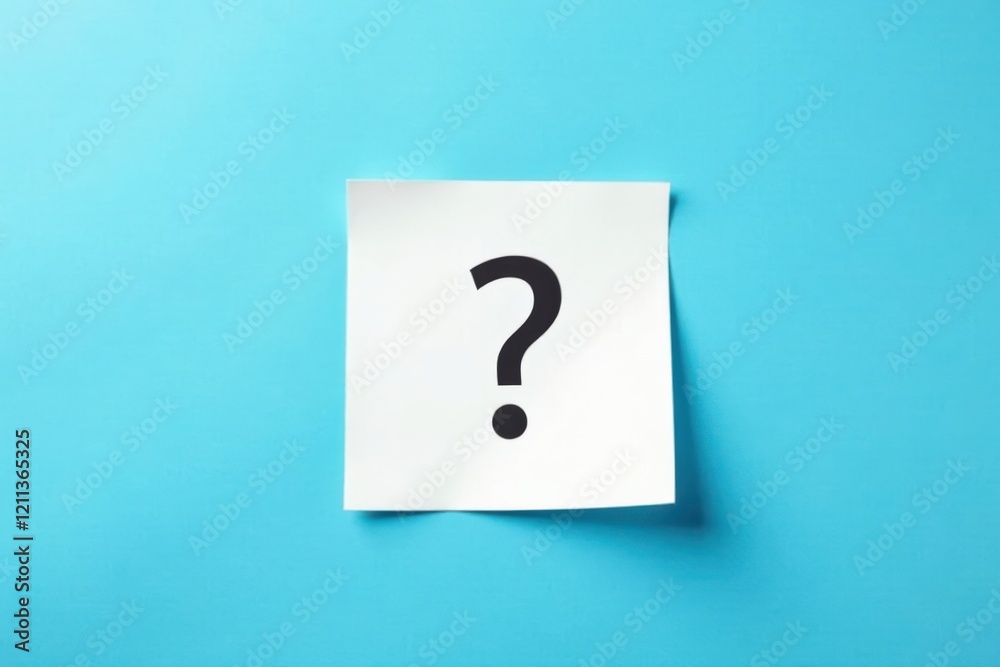 A Single Question Mark on a White Note Against a Light Blue Background Posing a Query Regarding Uncertainty and the Pursuit of Answers A Single Question Mark on a White Note Against a Light Blue Background Posing a Query Regarding Uncertainty and the Pursuit of Answers