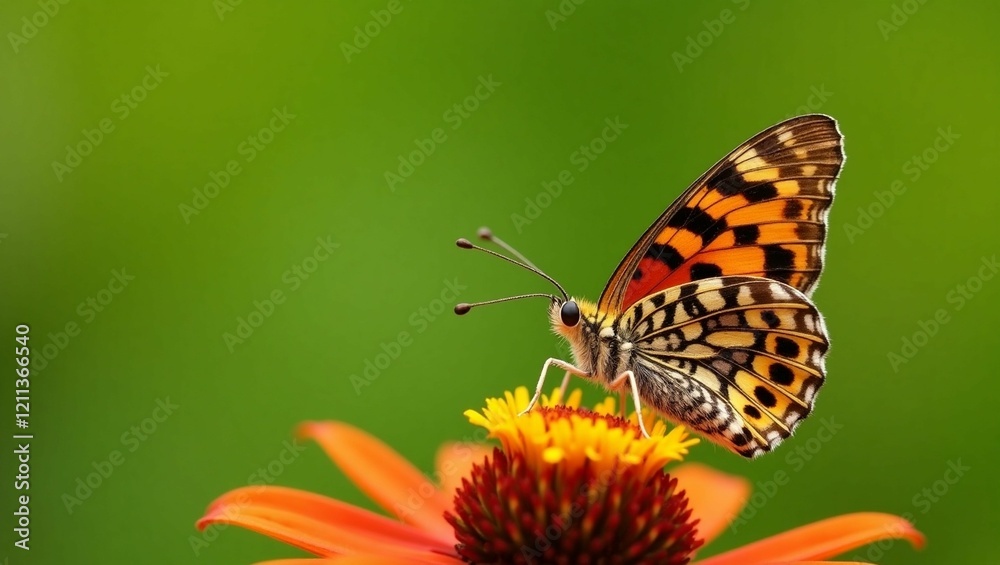 A small leopard butterfly in sharp focus A small leopard butterfly in sharp focus