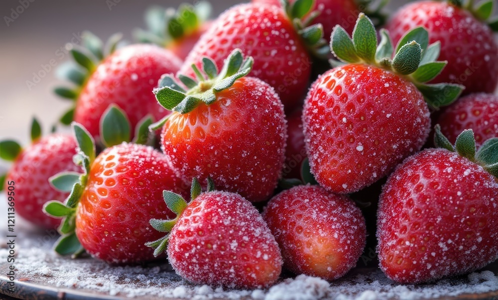 Fresh strawberries dusted with sugar Fresh strawberries dusted with sugar