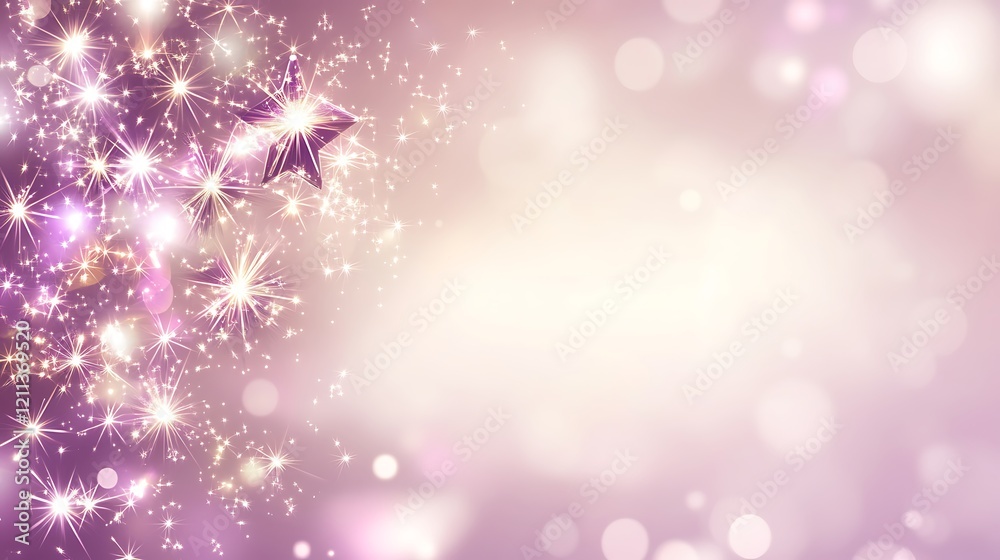 Fototapeta premium Pink Sparkle Background With Glittering Stars