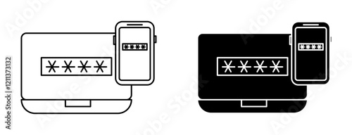 2FA Multifactor verification icons set in black filled and stroke line style