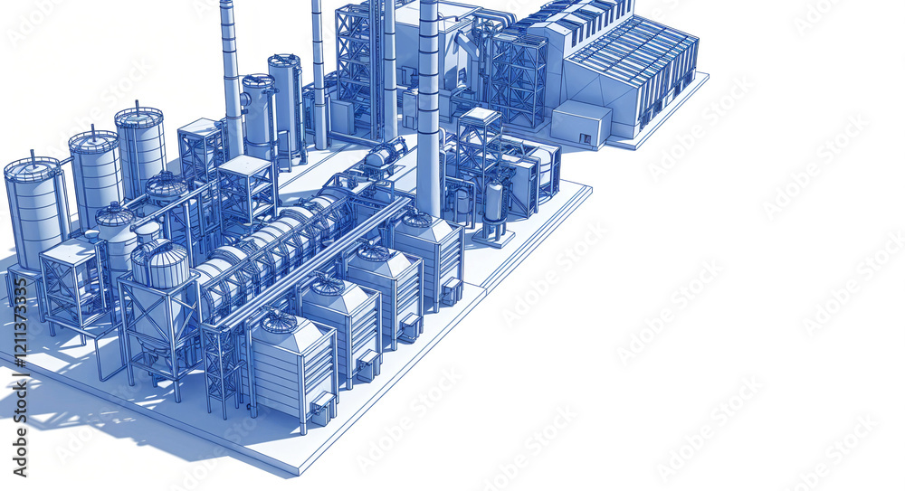 volumetric sketch of an industrial complex . Generative AI volumetric sketch of an industrial complex . Generative AI