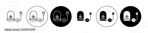 Biomass energy icons set in black filled and stroke line style