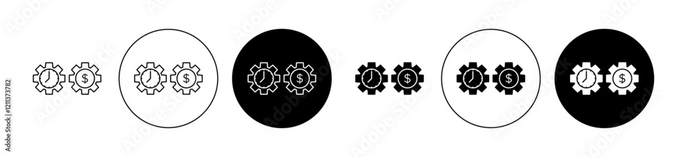 Business and finances icons set in black filled and stroke line style Business and finances icons set in black filled and stroke line style