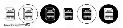 Business proposal icons set in black filled and stroke line style