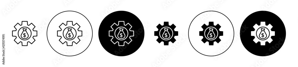 Compensation icons set in black filled and stroke line style Compensation icons set in black filled and stroke line style