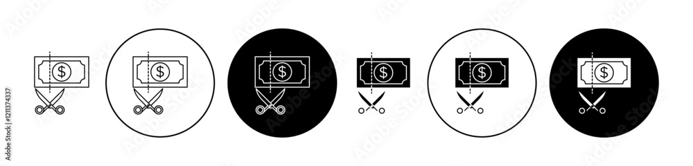Obraz premium Cost cutting icons set in black filled and stroke line style