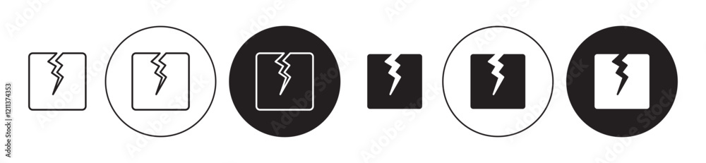 Crack icons set in black filled and stroke line style Crack icons set in black filled and stroke line style