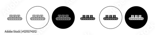 Conveyor icons set in black filled and stroke line style