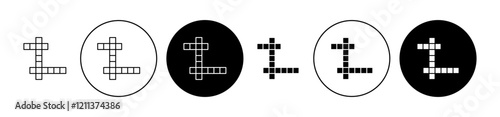 Crossword icons set in black filled and stroke line style