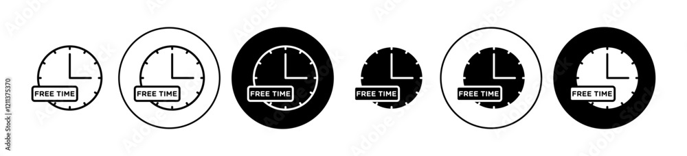 Free time icons set in black filled and stroke line style Free time icons set in black filled and stroke line style
