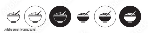 Fried Rice icons set in black filled and stroke line style