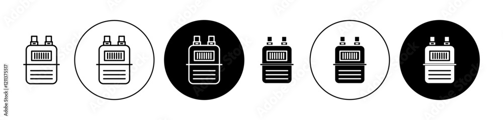 Gas meter icons set in black filled and stroke line style Gas meter icons set in black filled and stroke line style