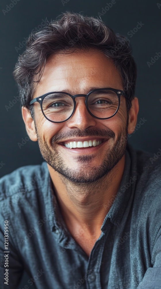 A happy smiling businessman wearing spectacles., Generative AI A happy smiling businessman wearing spectacles., Generative AI