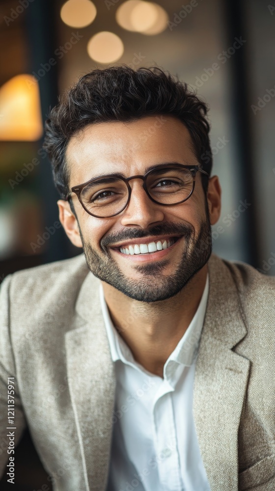 A happy smiling businessman wearing spectacles., Generative AI A happy smiling businessman wearing spectacles., Generative AI
