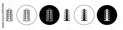 Human spine icons set in black filled and stroke line style