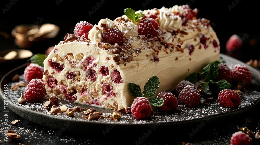 Delicious Raspberry and Chocolate Yule Log Cake Delicious Raspberry and Chocolate Yule Log Cake