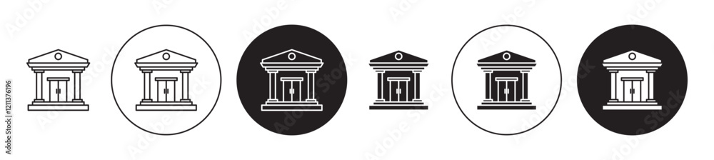 Institute icons set in black filled and stroke line style Institute icons set in black filled and stroke line style