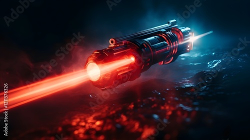 Powerful Futuristic Laser Beam Weapon Emitting Intense Energy for Advanced Sci Fi Combat and Military Defense Applications