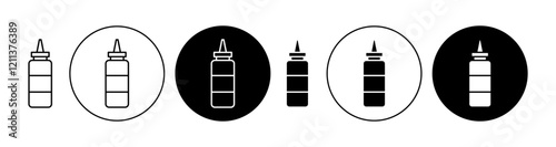 Ketchup icons set in black filled and stroke line style
