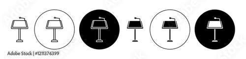 Keynote presentation icons set in black filled and stroke line style