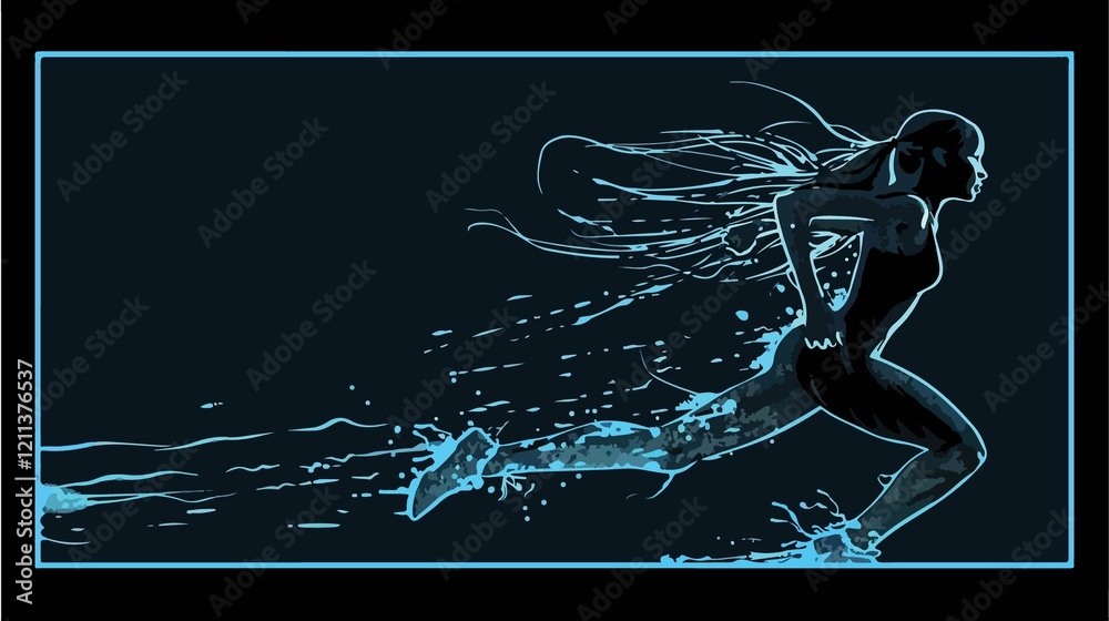 Active Lifestyle Concept: Healthy Woman Running Flat Vector Illustration Active Lifestyle Concept: Healthy Woman Running Flat Vector Illustration