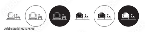 Lounge icons set in black filled and stroke line style
