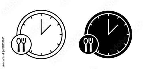Lunchtime icons set in black filled and stroke line style