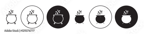 Magic potion icons set in black filled and stroke line style