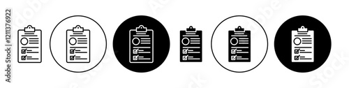 Medical report icons set in black filled and stroke line style