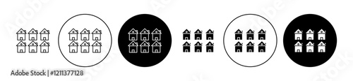 Neighbor icons set in black filled and stroke line style