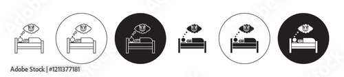 Nightmare icons set in black filled and stroke line style