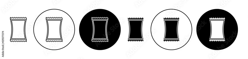 Packet soluble powder icons set in black filled and stroke line style Packet soluble powder icons set in black filled and stroke line style
