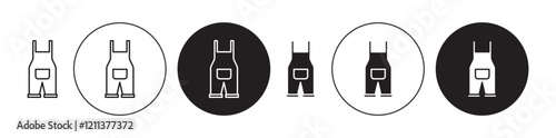 Overall icons set in black filled and stroke line style