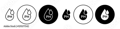 PH value icons set in black filled and stroke line style